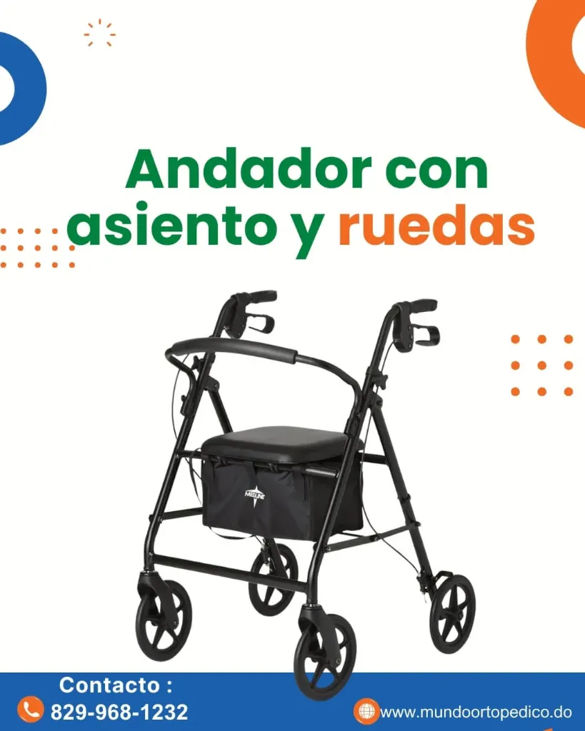 [SKU-000019] Andador con asiento y ruedas de acero para adultos Medline