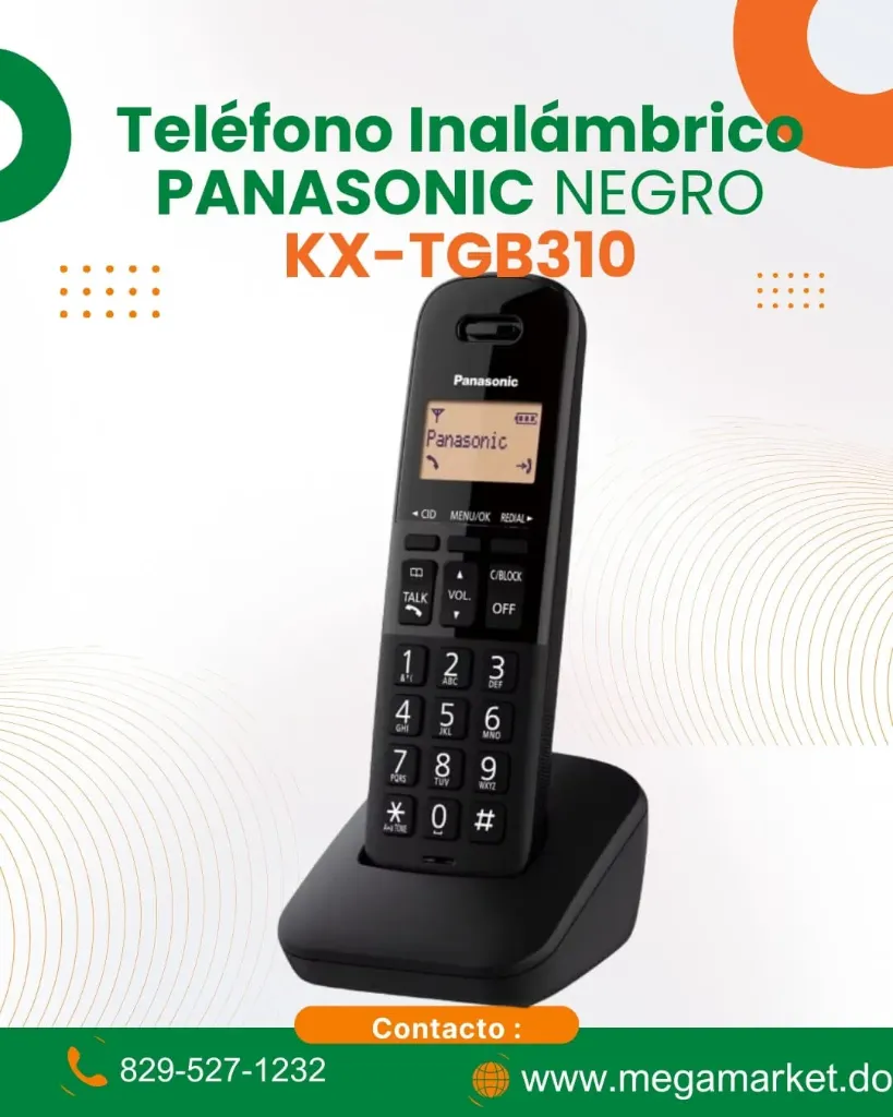 [SKU-000029] Teléfono Inalámbrico  PANASONIC NEGRO KX-TGB310